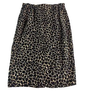 Raul Blanco 100% Silk Giraffe Print Pencil Skirt Women's Size 8 Lined Korea